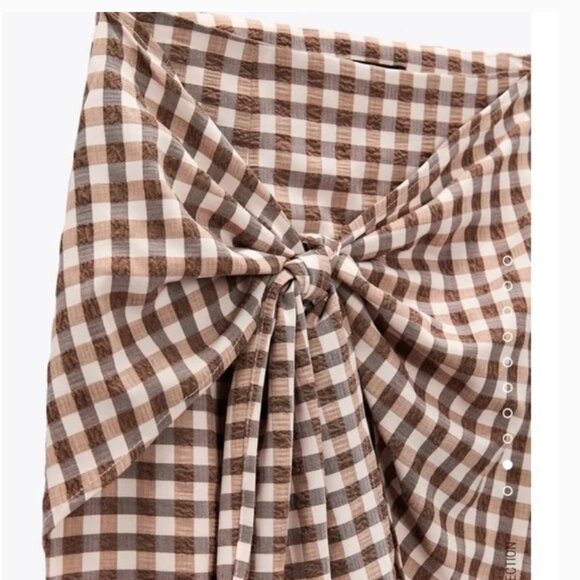 NWT Zara Gingham wrap skirt - Picture 4 of 4